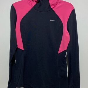 Nike Women's Black Pink Color-Blocked Dri-Fit Athletic Hoodie Jacket Size Medium
